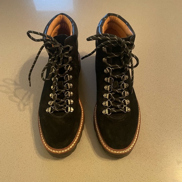 Madewell Enzo Black Suede Lugsole Boots - Picture 6 of 8